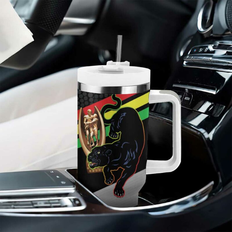 Panthers Rugby 2024 Mascot With Trophy Go Champions Aboriginal Art Custom Stanley Quencher 40oz Stainless Steel Tumbler With Handle - Threewoofs - Image 8