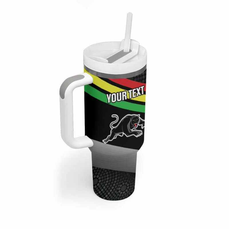 Panthers Rugby 2024 Mascot With Trophy Go Champions Aboriginal Art Custom Stanley Quencher 40oz Stainless Steel Tumbler With Handle - Threewoofs - Image 3
