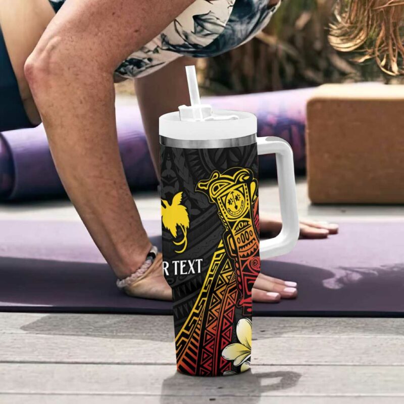 Papua New Guinea Kundu Drum Carving Motifs Custom Stanley Quencher 40oz Stainless Steel Tumbler With Handle - Threewoofs - Image 6