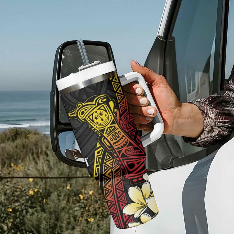 Papua New Guinea Kundu Drum Carving Motifs Custom Stanley Quencher 40oz Stainless Steel Tumbler With Handle - Threewoofs - Image 7