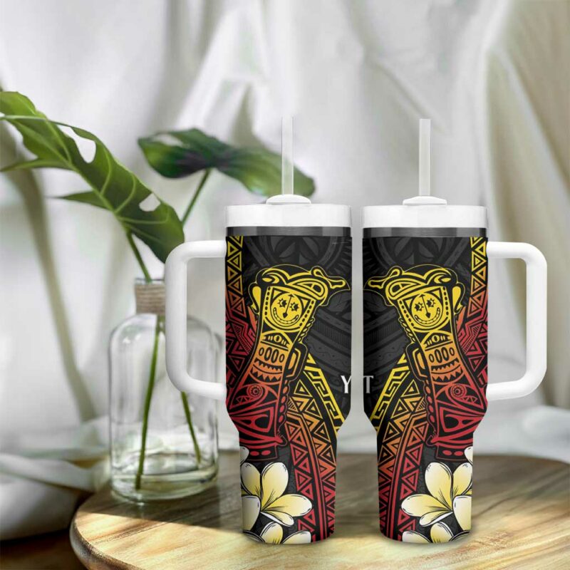 Papua New Guinea Kundu Drum Carving Motifs Custom Stanley Quencher 40oz Stainless Steel Tumbler With Handle - Threewoofs - Image 9