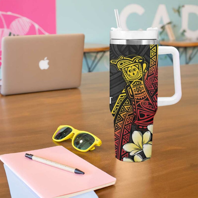 Papua New Guinea Kundu Drum Carving Motifs Custom Stanley Quencher 40oz Stainless Steel Tumbler With Handle - Threewoofs - Image 5