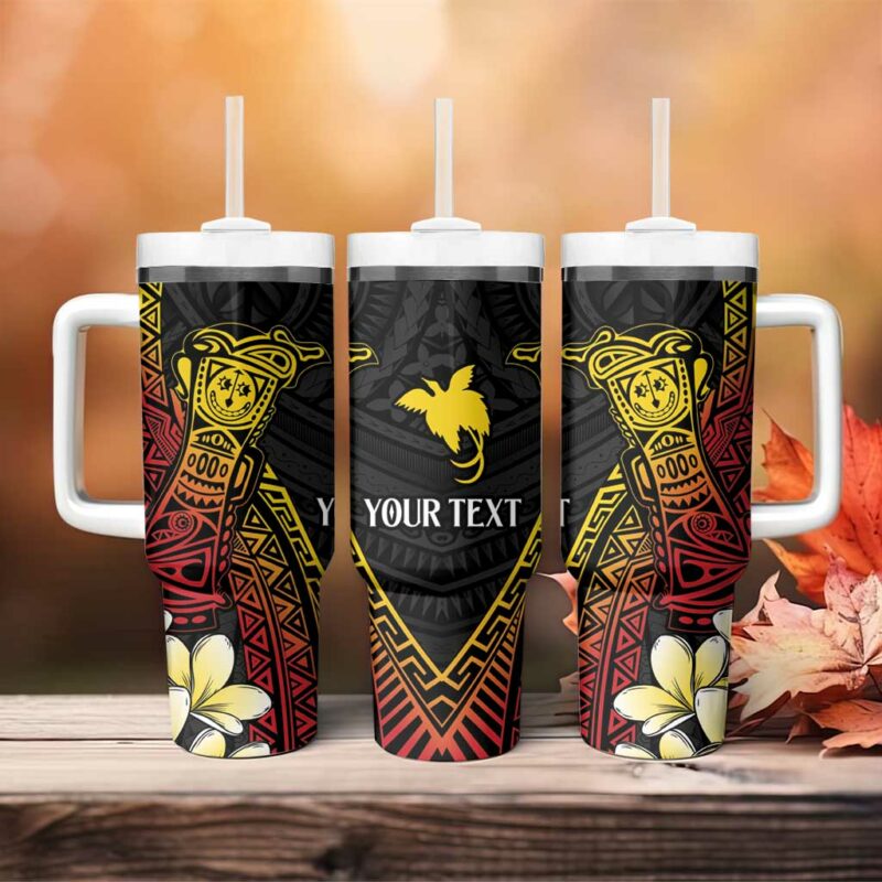 Papua New Guinea Kundu Drum Carving Motifs Custom Stanley Quencher 40oz Stainless Steel Tumbler With Handle - Threewoofs - Image 4