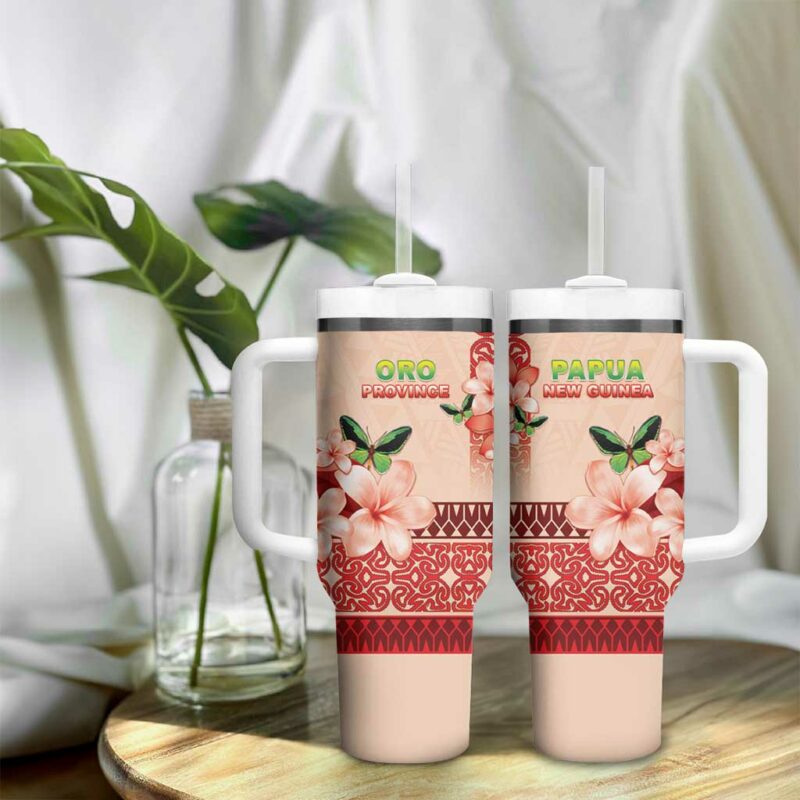 Papua New Guinea Oro Province Oro Birdwing Butterfly Custom Stanley Quencher 40oz Stainless Steel Tumbler With Handle - Threewoofs - Image 9