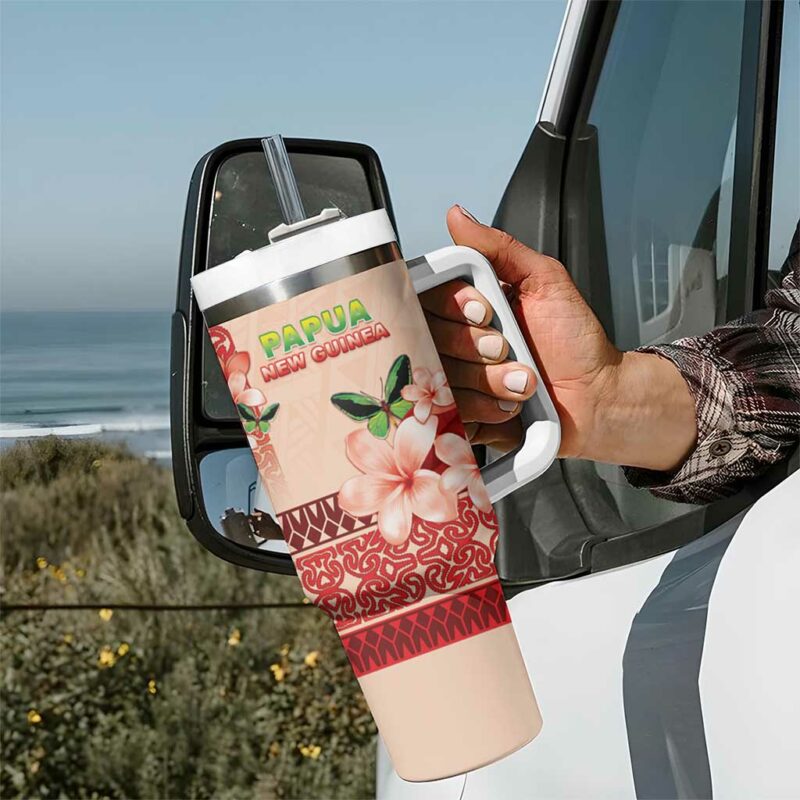 Papua New Guinea Oro Province Oro Birdwing Butterfly Custom Stanley Quencher 40oz Stainless Steel Tumbler With Handle - Threewoofs - Image 7