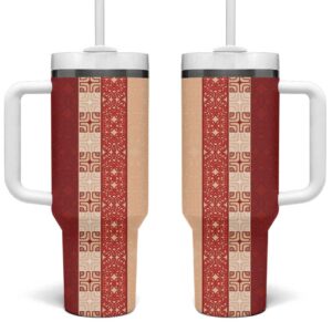 Papua New Guinea Oro Tapa Custom Stanley Quencher 40oz Stainless Steel Tumbler With Handle - Threewoofs