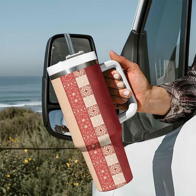 Papua New Guinea Oro Tapa Custom Stanley Quencher 40oz Stainless Steel Tumbler With Handle - Threewoofs - Image 7