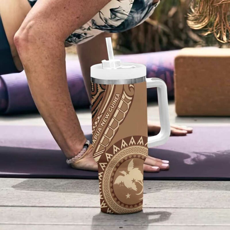 Papua New Guinea Oro Tapa Motif Classic Custom Stanley Quencher 40oz Stainless Steel Tumbler With Handle - Threewoofs - Image 6