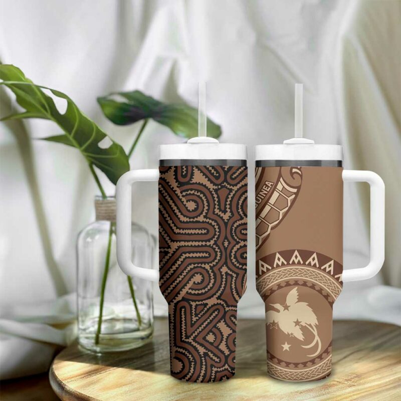 Papua New Guinea Oro Tapa Motif Classic Custom Stanley Quencher 40oz Stainless Steel Tumbler With Handle - Threewoofs - Image 9