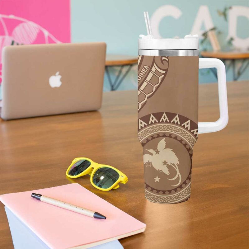 Papua New Guinea Oro Tapa Motif Classic Custom Stanley Quencher 40oz Stainless Steel Tumbler With Handle - Threewoofs - Image 5