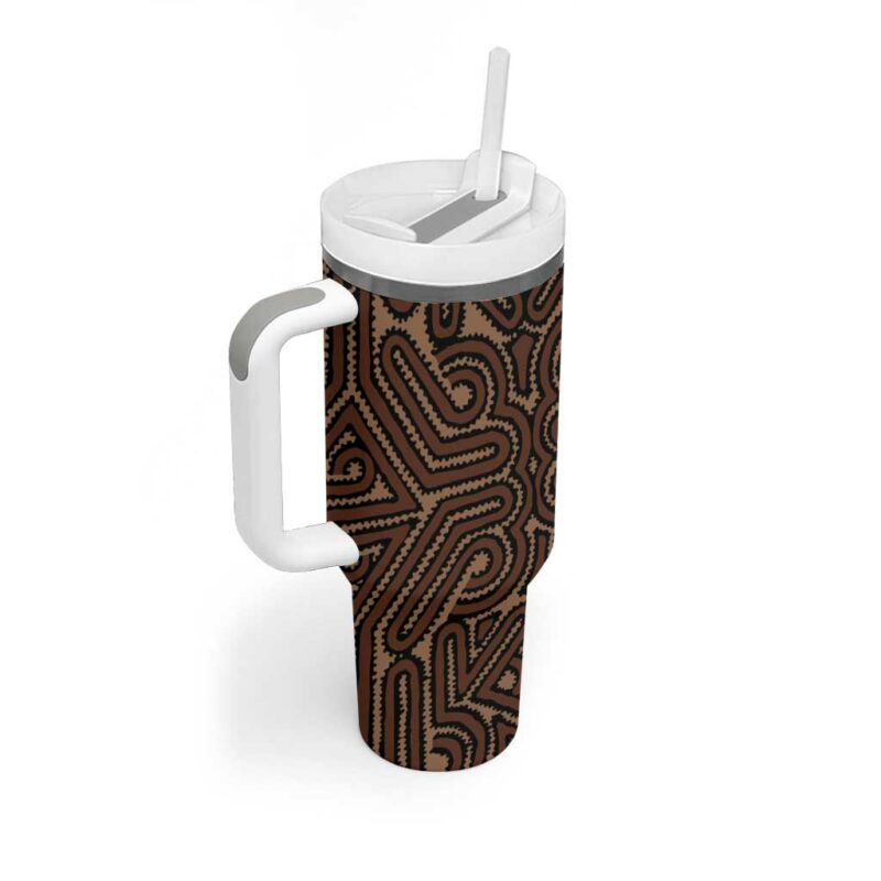 Papua New Guinea Oro Tapa Motif Classic Custom Stanley Quencher 40oz Stainless Steel Tumbler With Handle - Threewoofs - Image 2