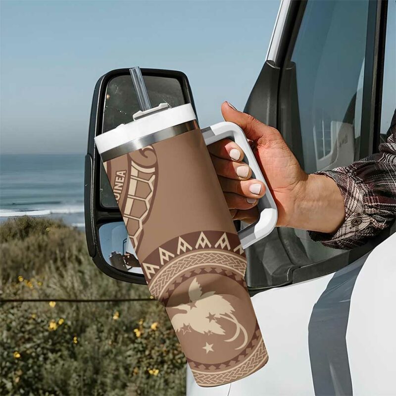 Papua New Guinea Oro Tapa Motif Classic Custom Stanley Quencher 40oz Stainless Steel Tumbler With Handle - Threewoofs - Image 7