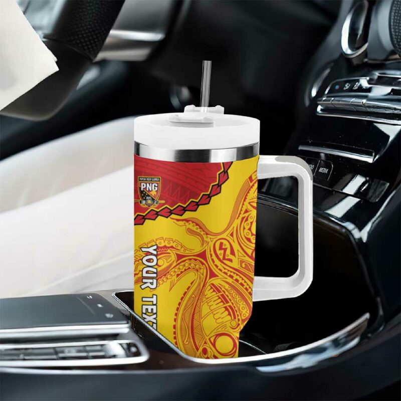 Papua New Guinea Rugby Go Kumuls PNG Polynesian Custom Stanley Quencher 40oz Stainless Steel Tumbler With Handle - Threewoofs - Image 8