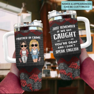 Partners In CrimeCustom Stanley Quencher 40oz Stainless Steel Tumbler With Handle - Threewoofs