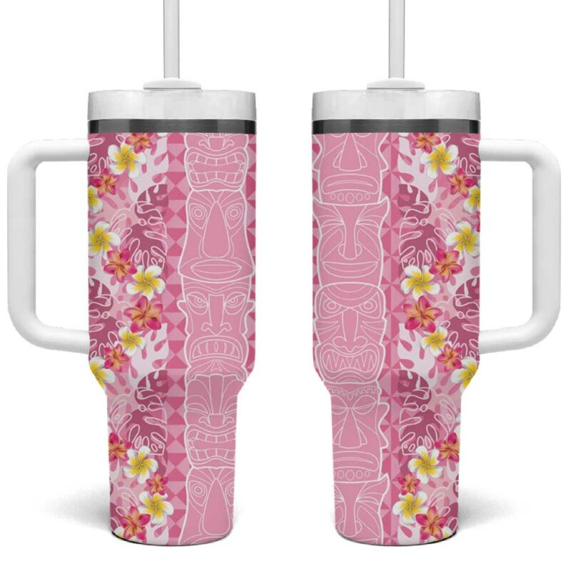 Pastel Magenta Aloha Hawaii Tiki Tropical Plumeria Seamless Custom Stanley Quencher 40oz Stainless Steel Tumbler With Handle - Threewoofs