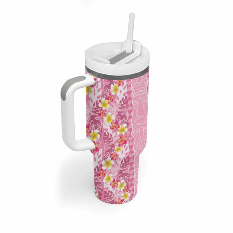 Pastel Magenta Aloha Hawaii Tiki Tropical Plumeria Seamless Custom Stanley Quencher 40oz Stainless Steel Tumbler With Handle - Threewoofs - Image 2