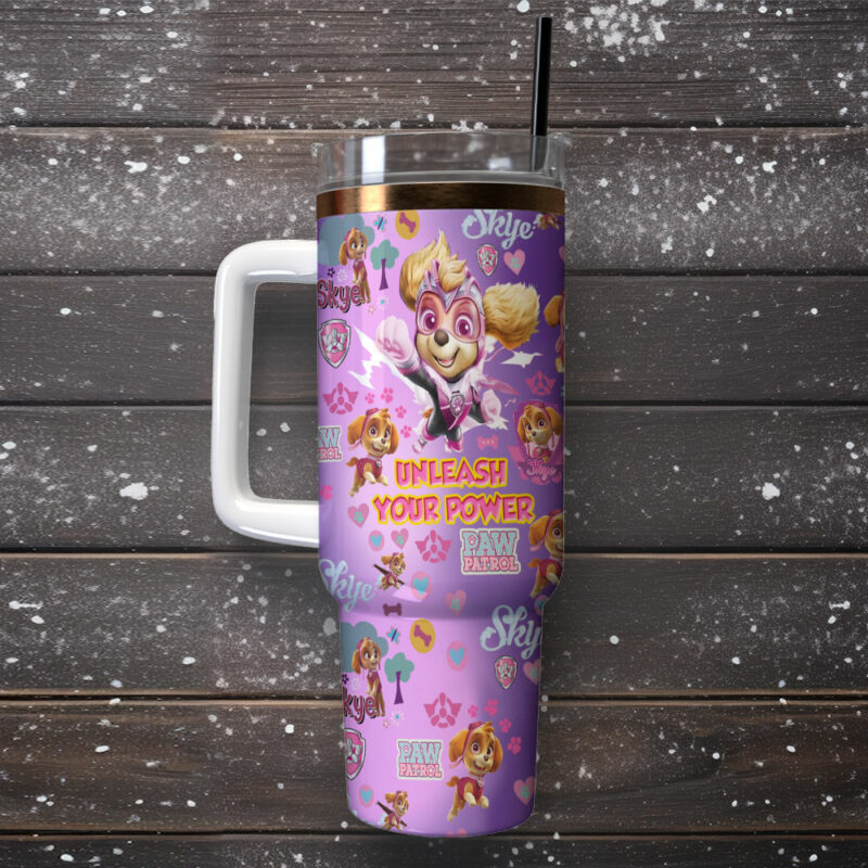 Paw Patrol Cartoon Custom Stanley Quencher 40oz Stainless Steel Tumbler With Handle - Threewoofs - Image 2