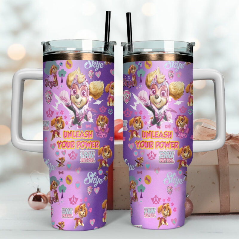Paw Patrol Cartoon Custom Stanley Quencher 40oz Stainless Steel Tumbler With Handle - Threewoofs - Image 4