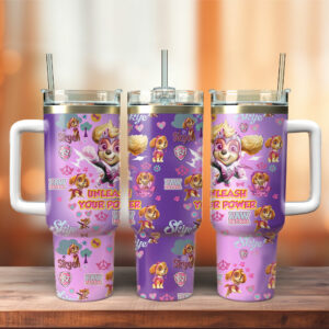 Paw Patrol Cartoon Custom Stanley Quencher 40oz Stainless Steel Tumbler With Handle - Threewoofs