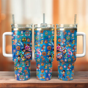 Paw Patrol Cartoon Custom Stanley Quencher 40oz Stainless Steel Tumbler With Handle - Threewoofs