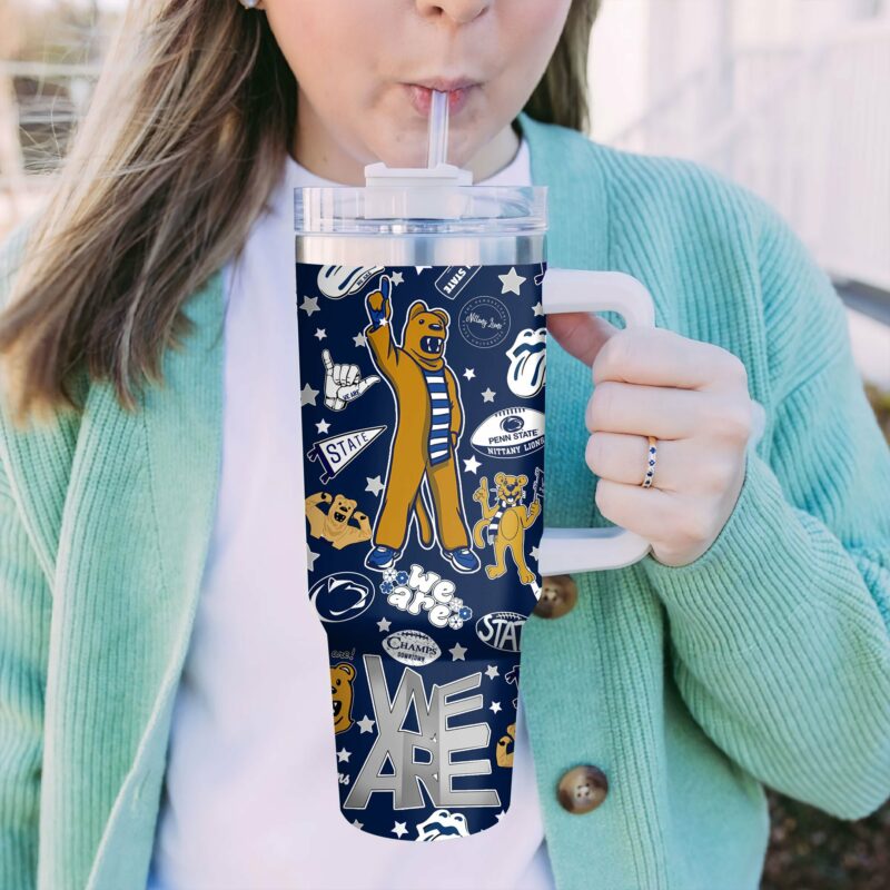 Penn State Nittany Lions NCAA Custom Stanley Quencher 40oz Stainless Steel Tumbler With Handle - Threewoofs - Image 4