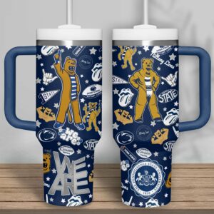 Penn State Nittany Lions NCAA Custom Stanley Quencher 40oz Stainless Steel Tumbler With Handle - Threewoofs