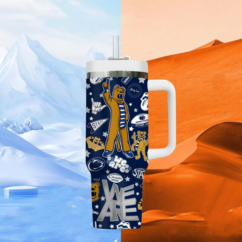 Penn State Nittany Lions NCAA Custom Stanley Quencher 40oz Stainless Steel Tumbler With Handle - Threewoofs - Image 6