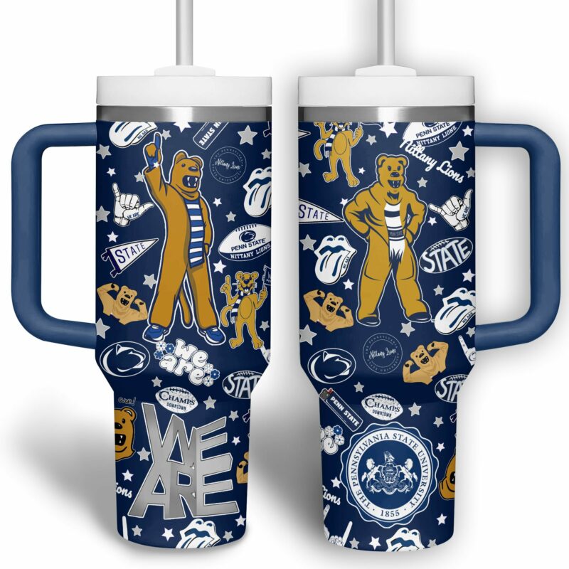 Penn State Nittany Lions NCAA Custom Stanley Quencher 40oz Stainless Steel Tumbler With Handle - Threewoofs - Image 2