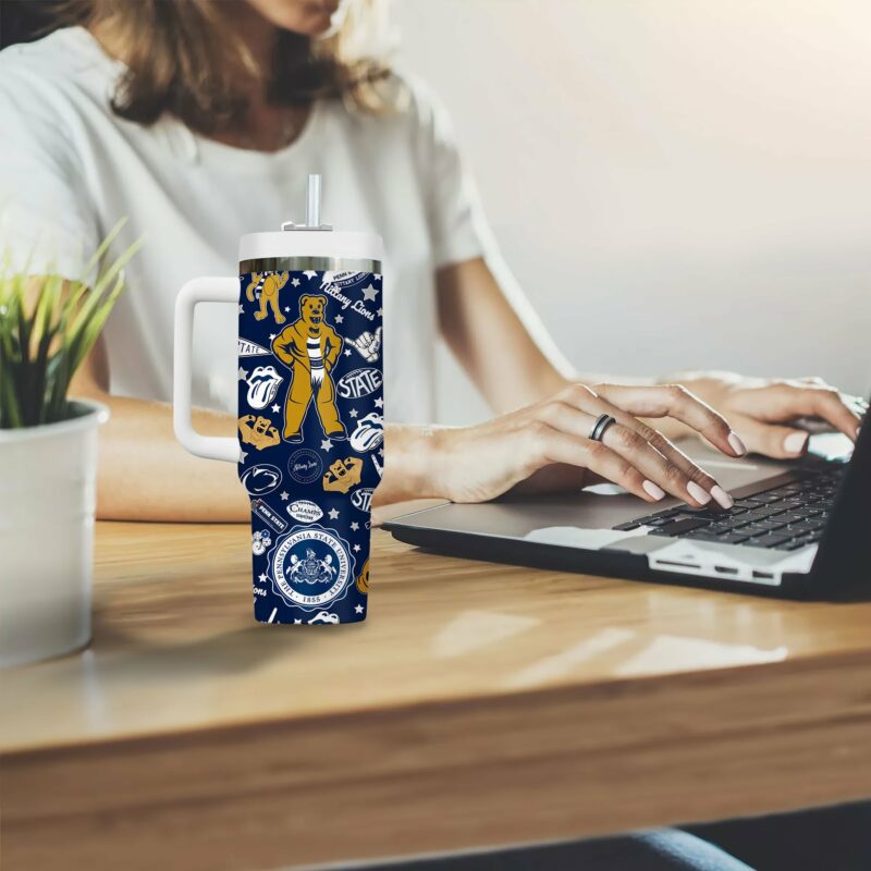 Penn State Nittany Lions NCAA Custom Stanley Quencher 40oz Stainless Steel Tumbler With Handle - Threewoofs - Image 3