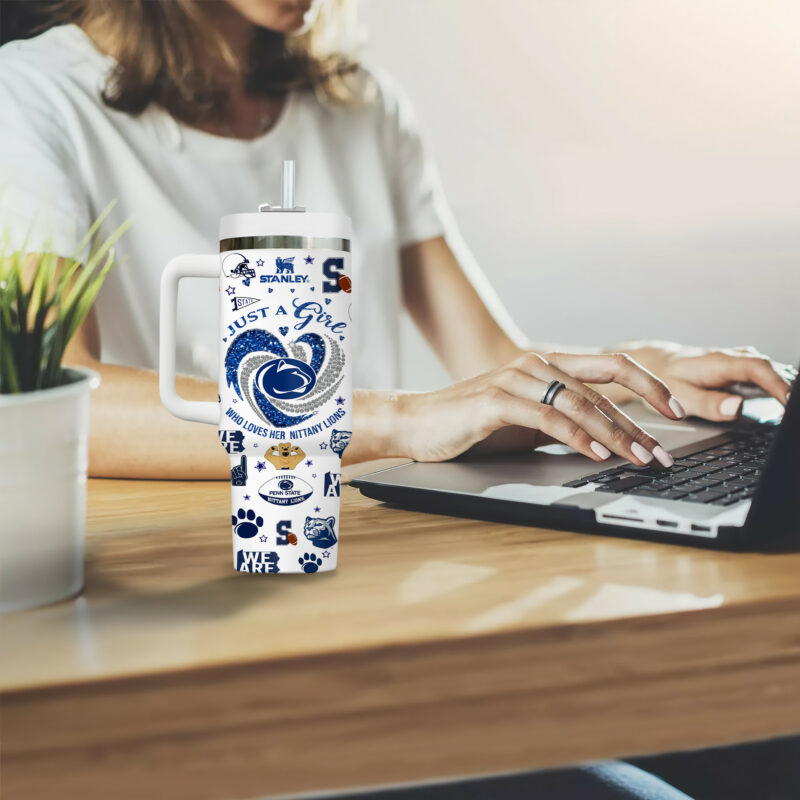 Penn State Nittany Lions NCAA Sports Custom Stanley Quencher 40oz Stainless Steel Tumbler With Handle - Threewoofs - Image 2