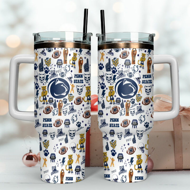 Penn State Nittany Lions NCAA Sports Custom Stanley Quencher 40oz Stainless Steel Tumbler With Handle - Threewoofs - Image 4