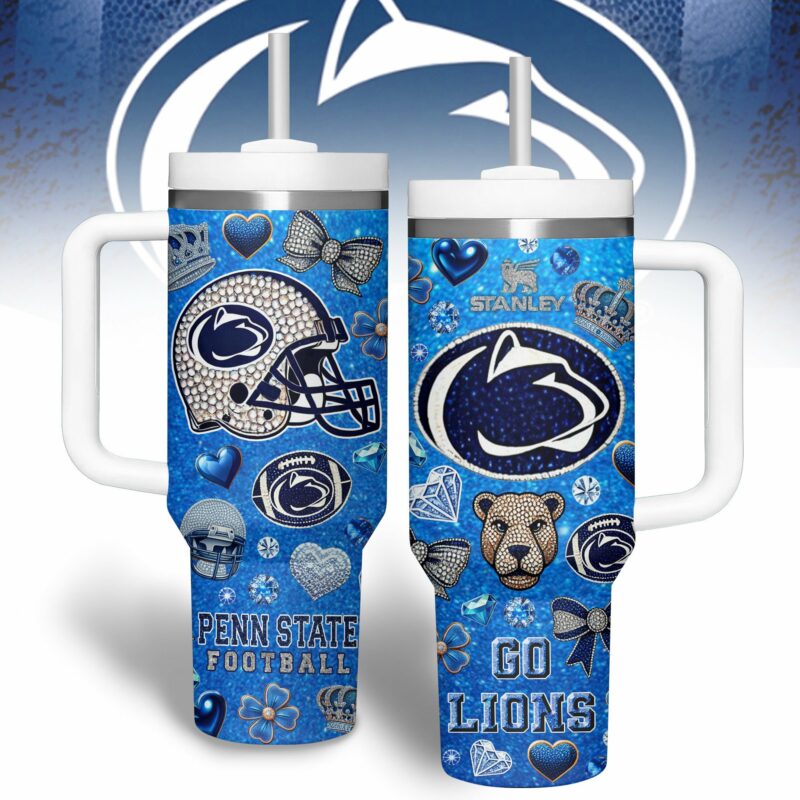 Penn State Nittany Lions NCAA Sports Custom Stanley Quencher 40oz Stainless Steel Tumbler With Handle - Threewoofs