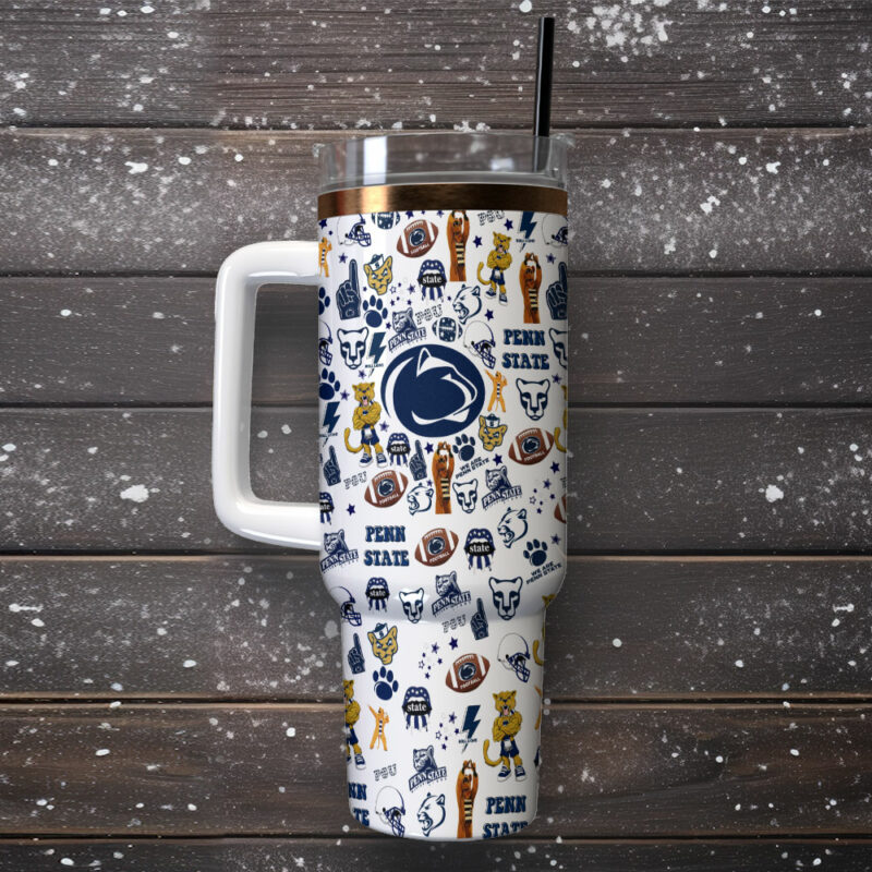 Penn State Nittany Lions NCAA Sports Custom Stanley Quencher 40oz Stainless Steel Tumbler With Handle - Threewoofs - Image 2