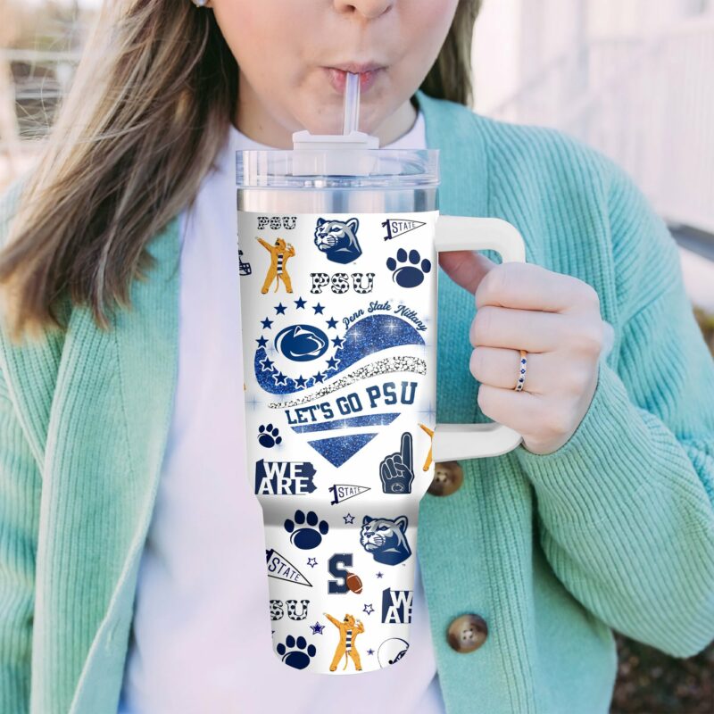Penn State Nittany Lions NCAA Sports Custom Stanley Quencher 40oz Stainless Steel Tumbler With Handle - Threewoofs - Image 3