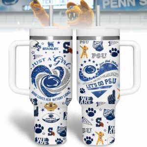 Penn State Nittany Lions NCAA Sports Custom Stanley Quencher 40oz Stainless Steel Tumbler With Handle - Threewoofs
