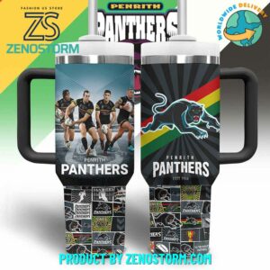 Penrith Panthers NRL Custom Stanley Quencher 40oz Stainless Steel Tumbler With Handle - Threewoofs