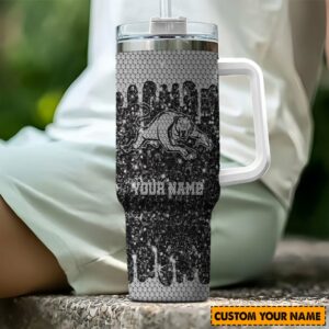 Penrith Panthers NRL Sports Glitter Custom Stanley Quencher 40oz Stainless Steel Tumbler With Handle - Threewoofs