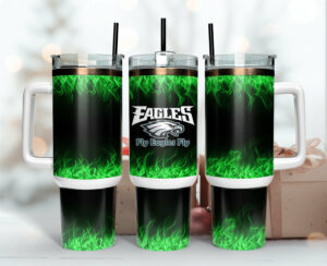 Eagles Tumbler with Handle - Insulated Travel Mug for Sports Fans