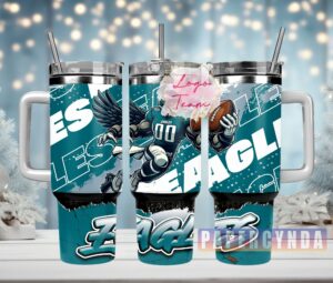 Eagles Fan Tumbler with Handle & Straw - Perfect Gift for Game Day
