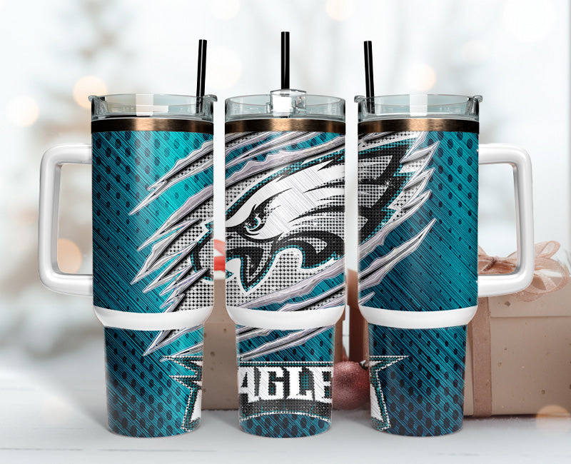 Eagle Spirit Insulated Tumbler with Handle & Straw - Perfect Gift for Fans