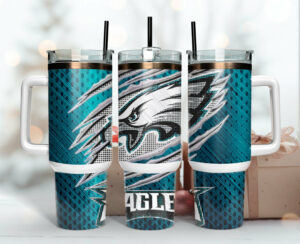 Philadelphia Eagles NFL Custom Stanley Quencher 40oz Stainless Steel Tumbler With Handle - Threewoofs
