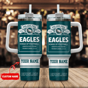 Customizable Eagles Sports Tumbler with Straw - Personalized Football Fan Gift