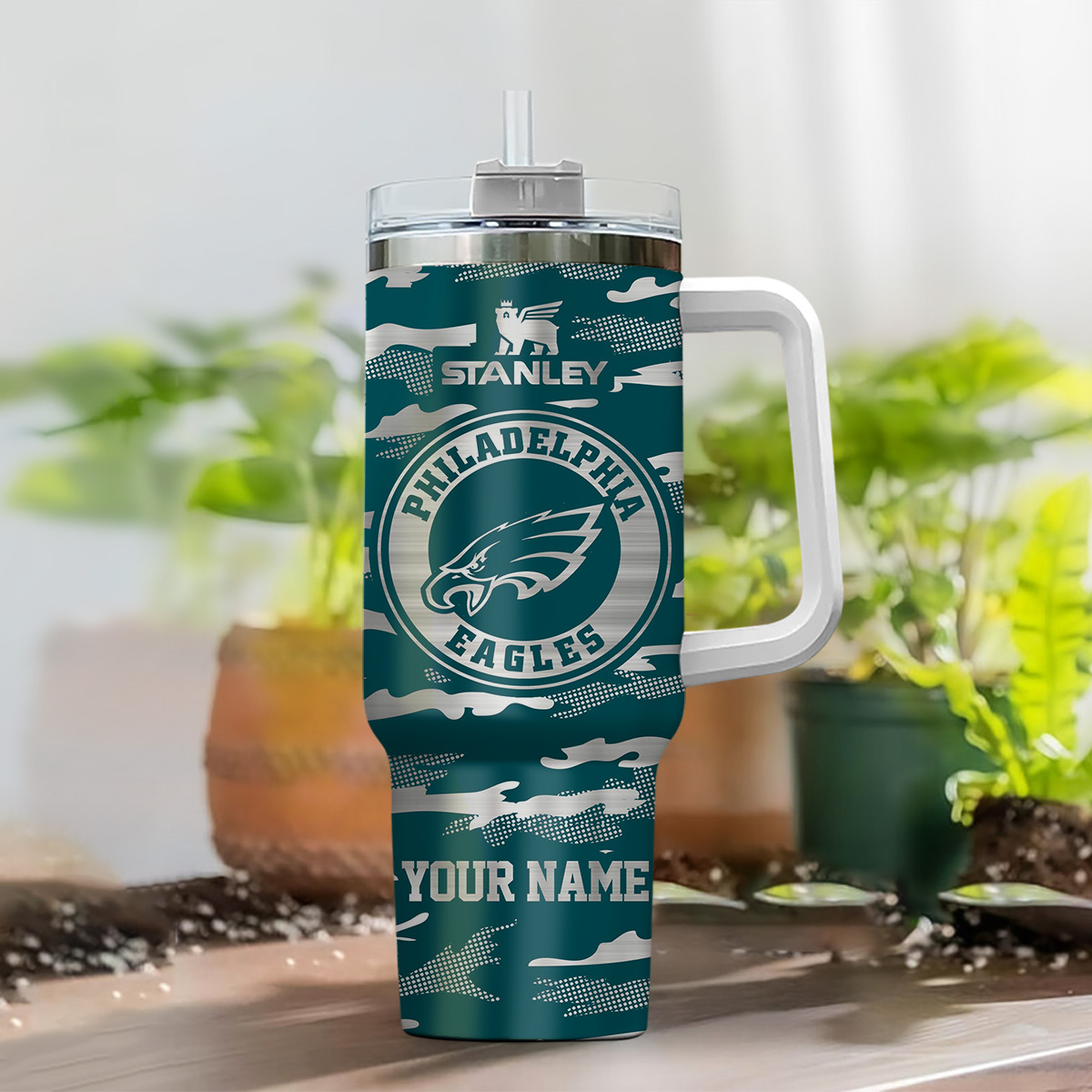 Customizable Philadelphia Eagles Tumbler with Handle - Show Your Team Spirit! - Image 2
