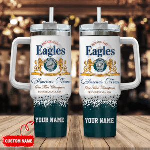 Custom Name Eagles Tumbler - Personalized Insulated Mug for Fans