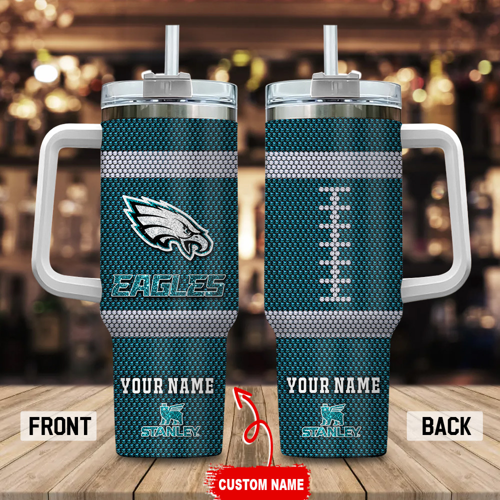 Personalized Football Team Insulated Tumbler with Handle & Straw - Custom Name Gift