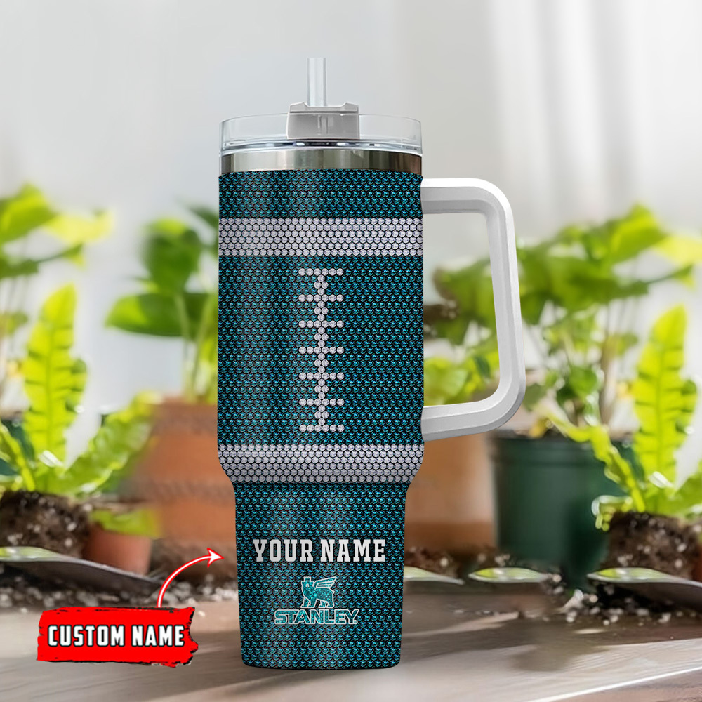 Personalized Football Team Insulated Tumbler with Handle & Straw - Custom Name Gift - Image 2
