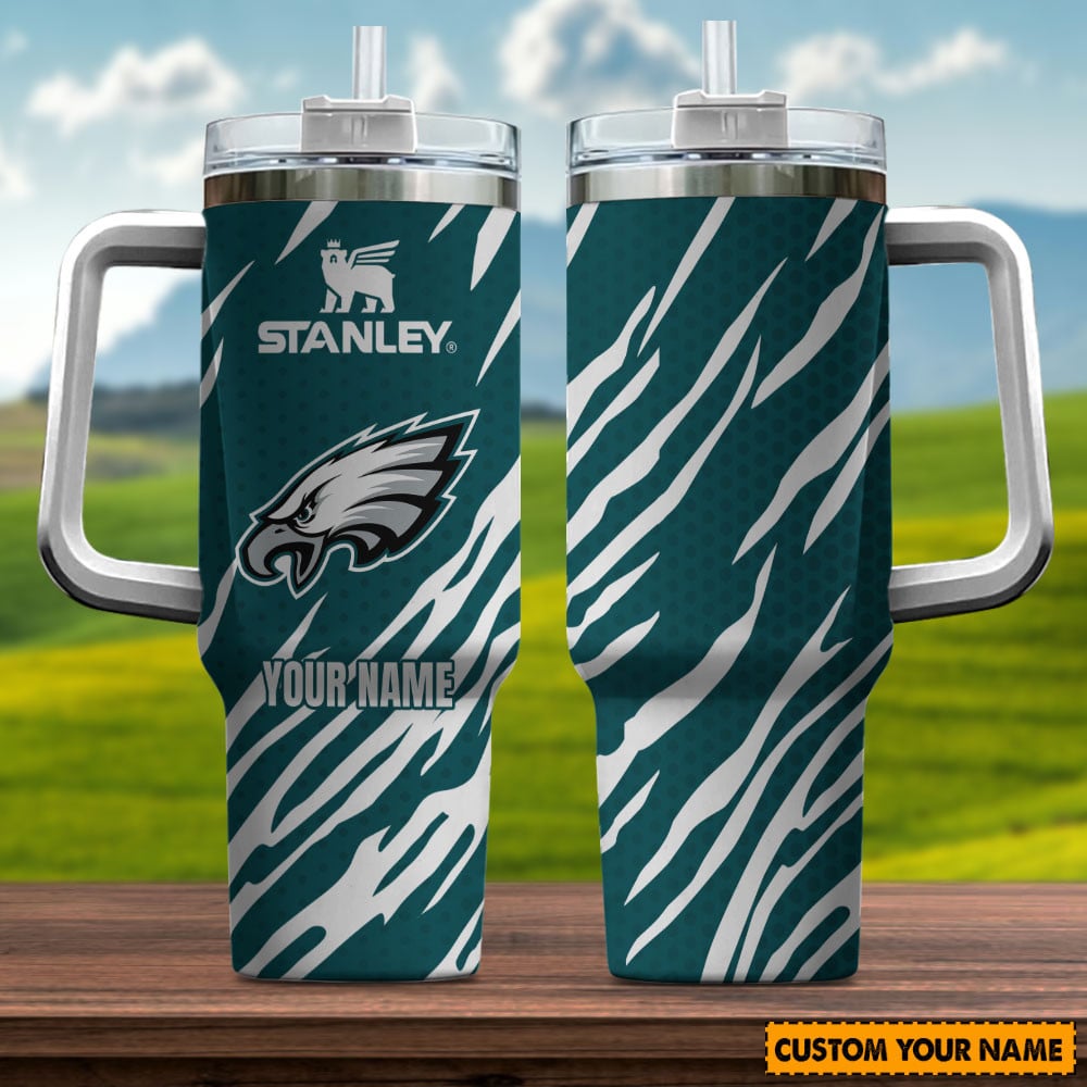 Personalized Stanley Tumbler with Handle - Custom Name & Sports Team Design