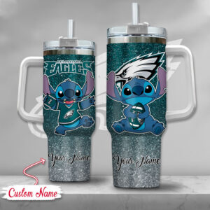 Custom Name Personalized Football Fan Tumbler Cup - Cute Character Design