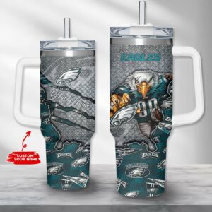 Customizable Eagles Fan Tumbler with Handle - Personalized Name Gift