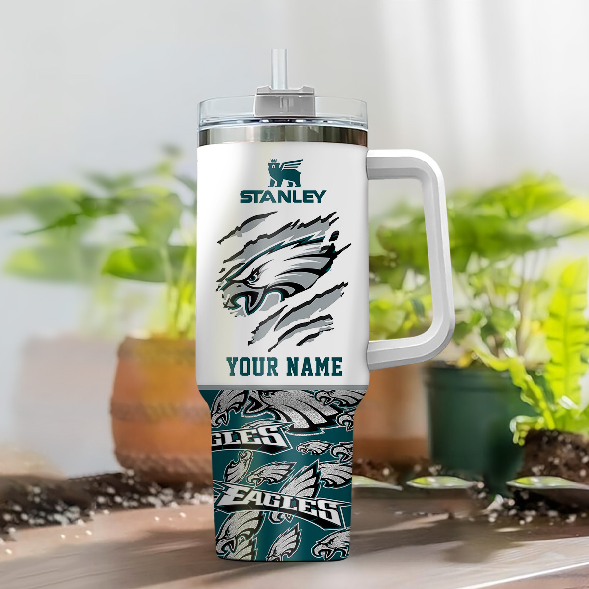 Personalized Stanley Tumbler - Custom Name & Eagles Design Mug - Image 2